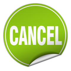cancel round green sticker isolated on white