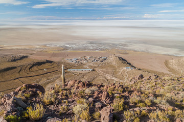 Puerto Chuvica village, located by Salar de Uyuni salt plain in Bolivia.