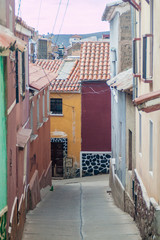 Fototapeta na wymiar View of a street in a historic center of Potosi, Bolivia.