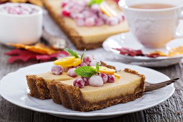 Pumpkin tart on gingerbread crust