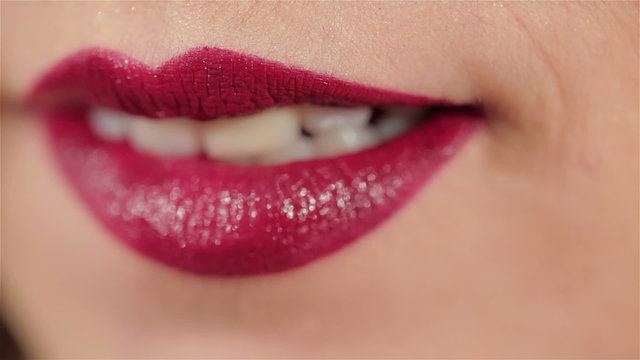 Professional makeup for brunette - red lipstick
