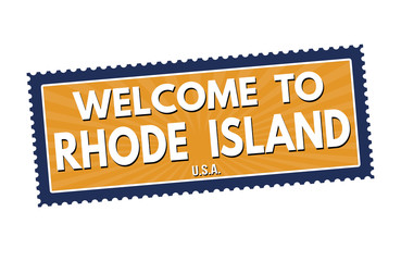 Welcome to Rhode Island travel sticker or stamp