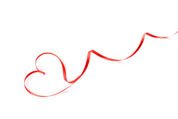 Red heart ribbon isolated on white