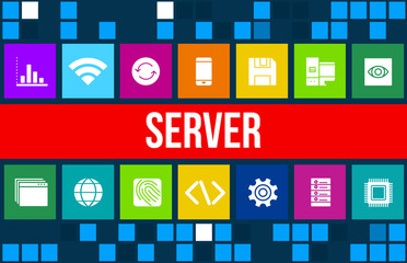 Server concept image with business icons and