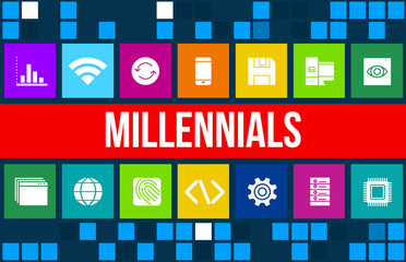 Naklejka premium Millennials concept image with business icons and