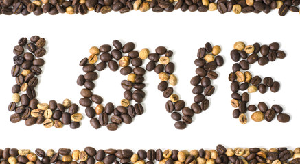 Love coffee on white background
