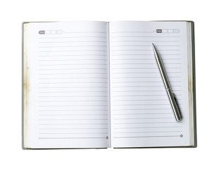 blank notebook with pen