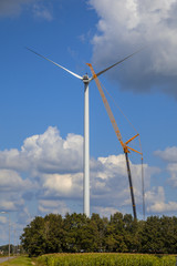 Fototapeta na wymiar wind turbine being serviced