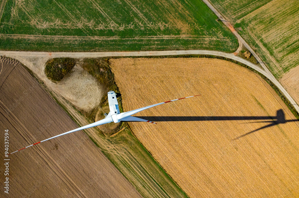 Wall mural Aerial view on the windmill