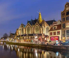 Fototapeten Oude kerk Amsterdam Night © creativenature.nl