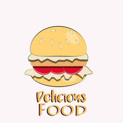 Delicious Food Illustration Over Color Background