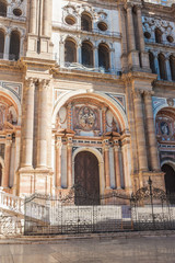 Entrance of the cathedral in Malaga, Spain