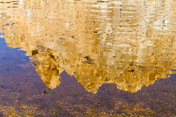 Mountains reflecting in Laguna Toncek lake near Bariloche, Argentina