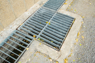 steel drainage of the asphalt road