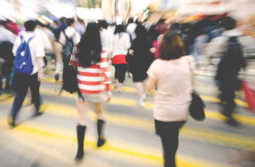 People in Hong Kong Walking Cross Road Concept
