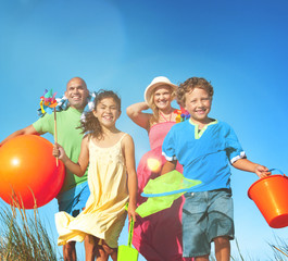 Cheerful Family Bonding Beach Togetherness Joyful Concept