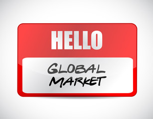 global market name tag sign concept