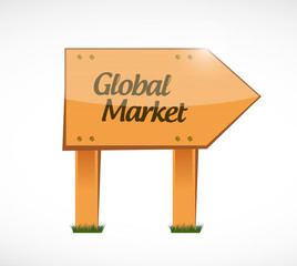 global market wood sign concept