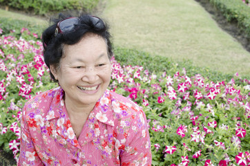 Portrait of asian elderly at the park