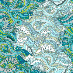 Floral paisley vector colorful ornate seamless pattern. Seamless pattern can be used for wallpapers, pattern fills, web page backgrounds,surface textures.