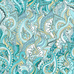Floral paisley vector colorful ornate seamless pattern. Seamless pattern can be used for wallpapers, pattern fills, web page backgrounds,surface textures.