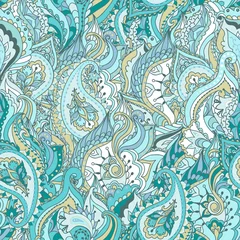 Gordijnen Floral paisley vector kleurrijke sierlijke naadloze patroon. Naadloos patroon kan worden gebruikt voor achtergronden, opvulpatronen, webpagina-achtergronden, oppervlaktestructuren. © Lisla