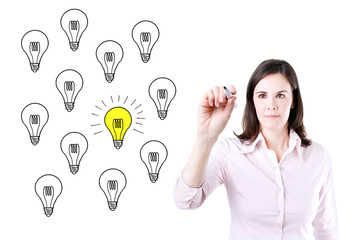 Business woman drawing a great idea concept. 