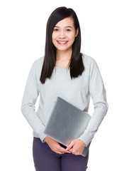 Fototapeta premium Woman hold with notebook computer