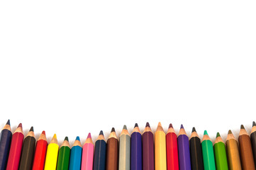 Colour pencils isolated on white background