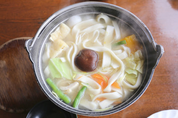 Japanese noodle soup of Udon Ramen (in Japanese cooking).