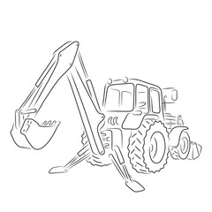 Outline of backhoe loader, vector illustration - 94045738