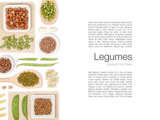 legumes on white background 