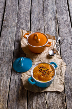 Soup puree of orange color