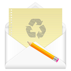 envelope with drawing recycle symbol