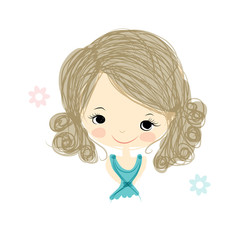 Cute girl smiling, sketch for your design