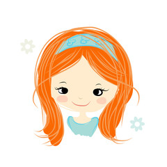 Cute girl smiling, sketch for your design