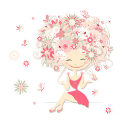 Floral girl for your design