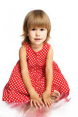 Funny little girl laughing isolated on white background