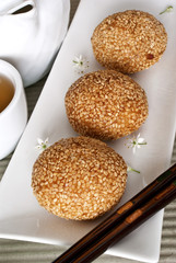 Red Bean Riceballs with Sesame Seeds also known as Chu Ye Ban