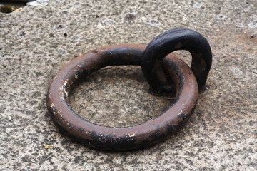 metal ring on quayside