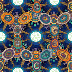 Vector fractal ethnic forest seamless pattern for halloween