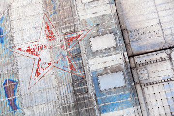 Texture of the steel casing of the Soviet military aircraft