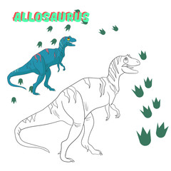 Educational game coloring book  dinosaur vector 