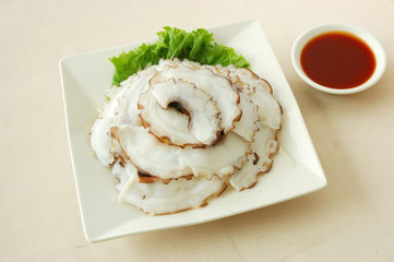 Octopus with sweet & sour sauce. chinese cuisine. chinese food cold dish. yumcha.
