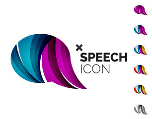 Set of abstract speech bubble and cloud icons, business logotype