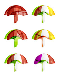 Set of abstract umbrella icons, business logotype protection