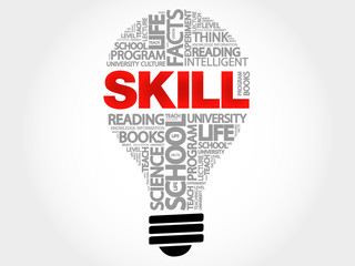 Fototapeta premium SKILL bulb word cloud, business concept