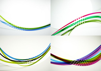 Set of abstract backgrounds. Elegant colorful decorated lines