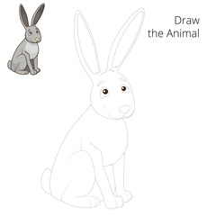 Draw the forest animal hare cartoon vector