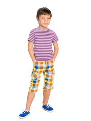 Little boy against the white